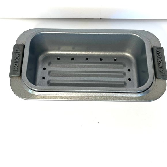 Analon Advanced Nonstick Bakeware Meatloaf/Loaf Pan Set with grips and Drip pan - Picture 2 of 9